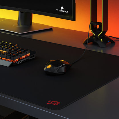 TITANWOLF - Extra Large Gaming Mouse Mat 1200x600mm Oversize - XXL Mouse Pad - Desk Pad XXXL Extended – Mice Mat Pad For Precision and Speed - Non-Slip Rubber Base – For Mouse and Keyboard - Black