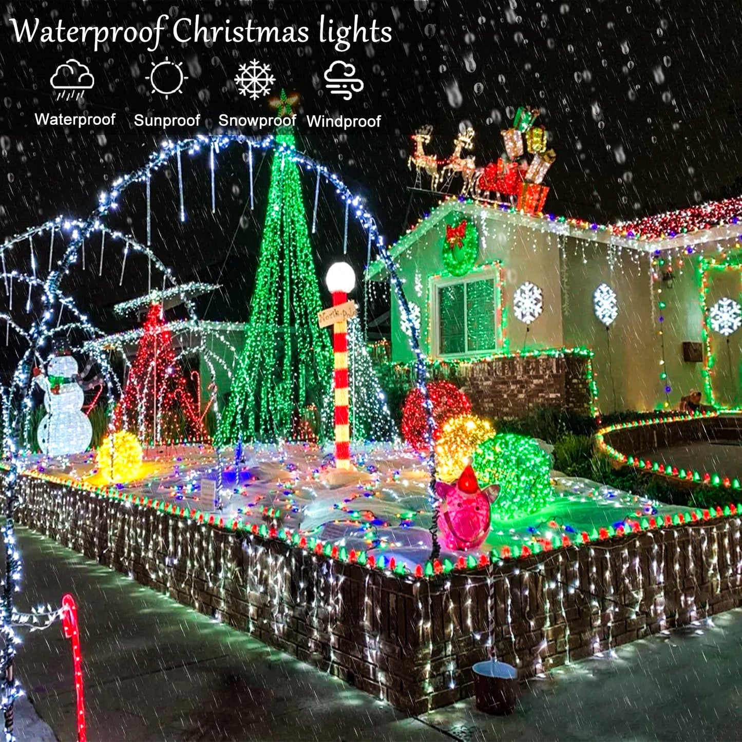 Icicle Christmas Lights Outdoor, 33ft 400 LED Icicle Lights for Outside, Plug in Twinkle Lights Indoor with 8 Modes Timer Waterproof for House Holiday Decor Wedding Christmas Decorations (Cool White)