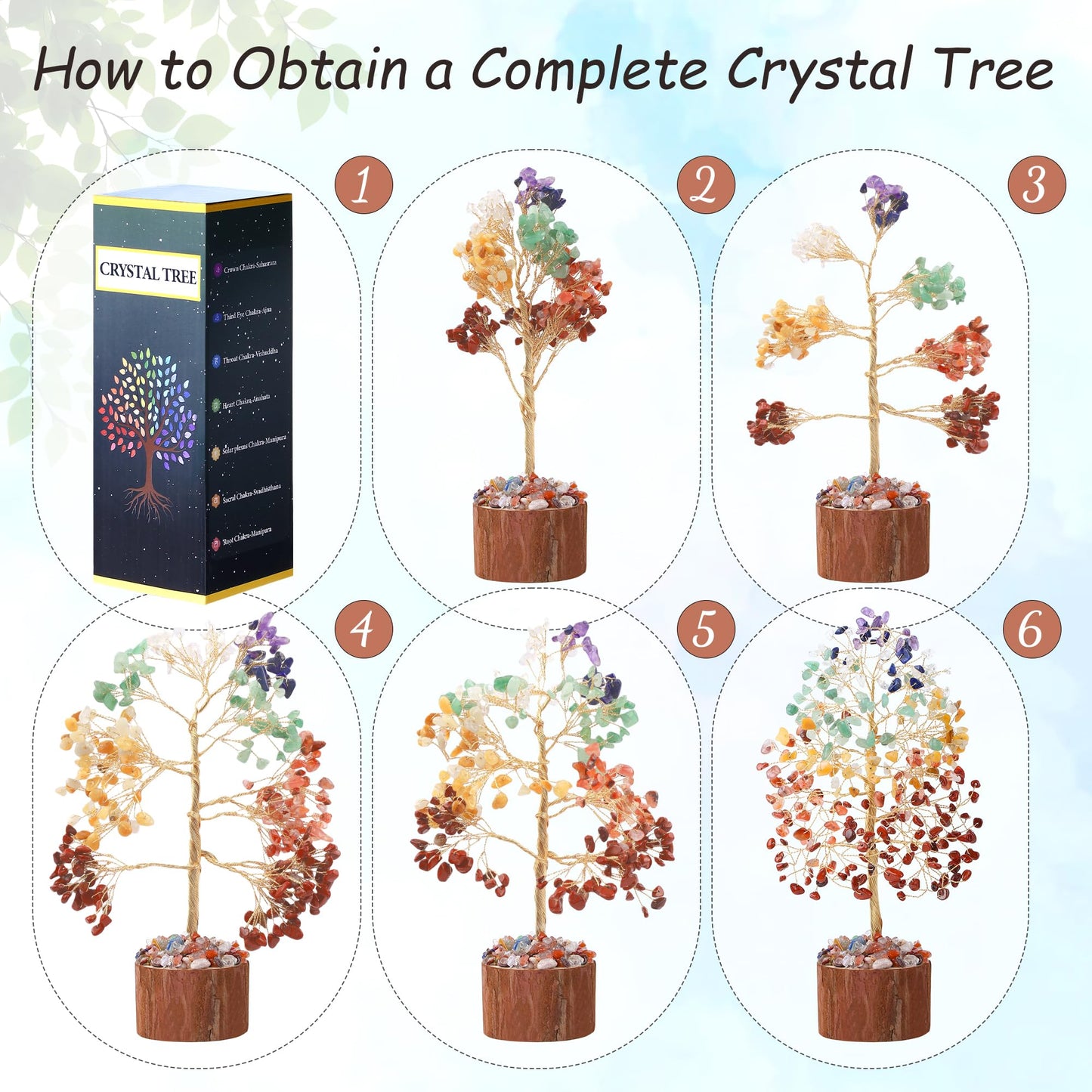 NUKAYAI 7 Chakra Crystal Tree of Life Gifts, Crystals and Healing Stones Crystal Tree Birthday Gift for Women, Feng Shui Meditation Positive Energy Home Decor Spiritual Tree of Life Gifts for Women