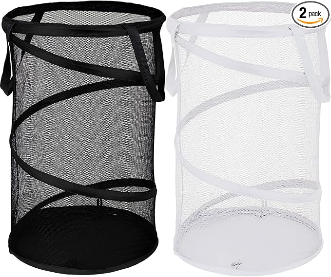 BATTOO 2 Pack Large Collapsible Laundry Basket Foldable Mesh Pop Up Hamper