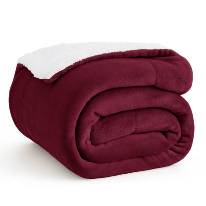 Bedsure GentleSoft Sherpa Fleece Blankets Queen Size for Bed - Thick and Warm, Soft Fuzzy Plush Queen Blanket for Winter, Grey, 90x90 Inches