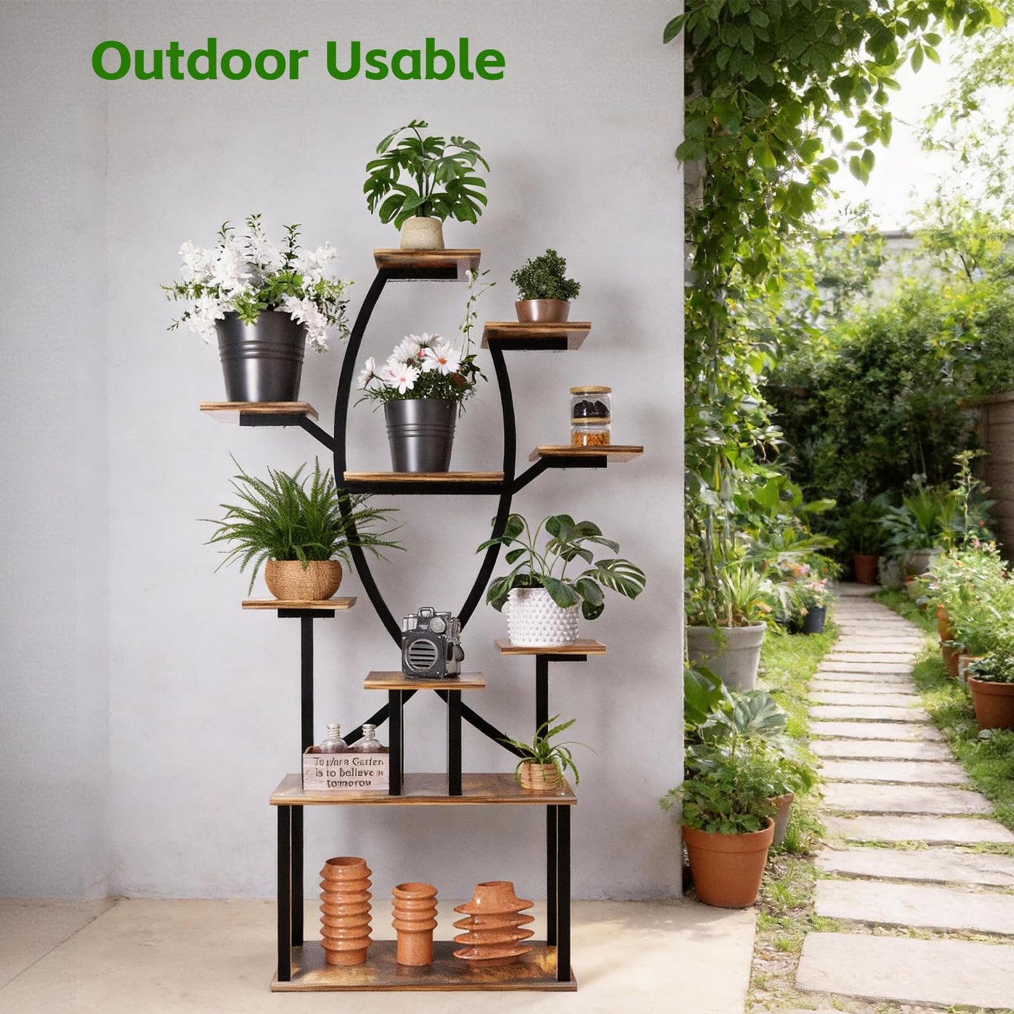 Gavnglin 53" Plant Stand Indoor with Grow Lights, 10-Tier Space-Saving Plant Shelf for Small Apartments, Lighted Indoor Plant Growing Display Rack for Living Room, Balcony & Bedroom