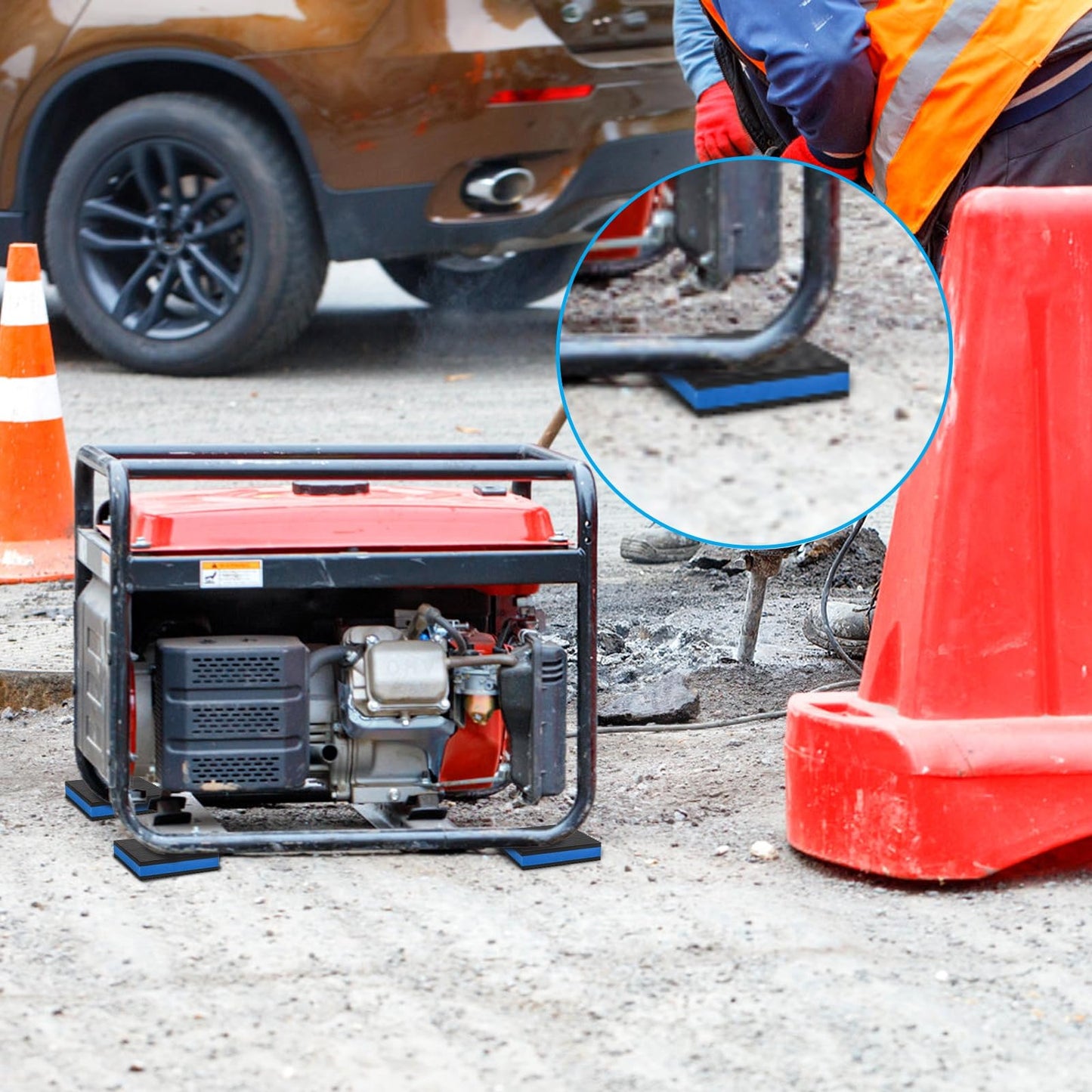 ZAVOOS 8 Pack Rubber Anti Vibration Pad, 4'' x 4'' x 7/8'' Heavy Duty EVA Sound Isolation Pads, Square Mechanical Vibration Damping Mat Floor Protector for Washing Machine, Dryers, Treadmill