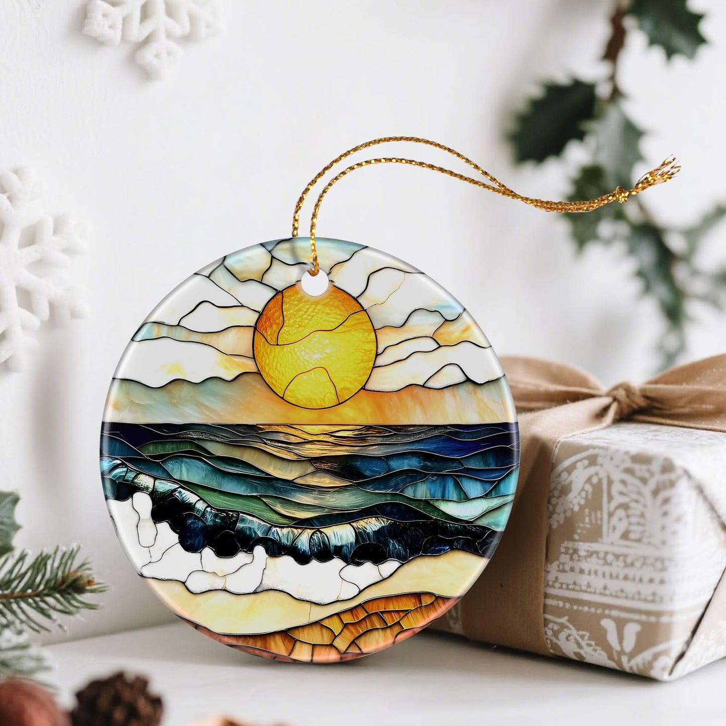 Beach Sunset Ornaments, Christmas Ornaments: Christmas Tree Decorations, Holiday Decor, Stocking Stuffers, Gift Ideas, Xmas Gifts & Gifts for Beach Lover