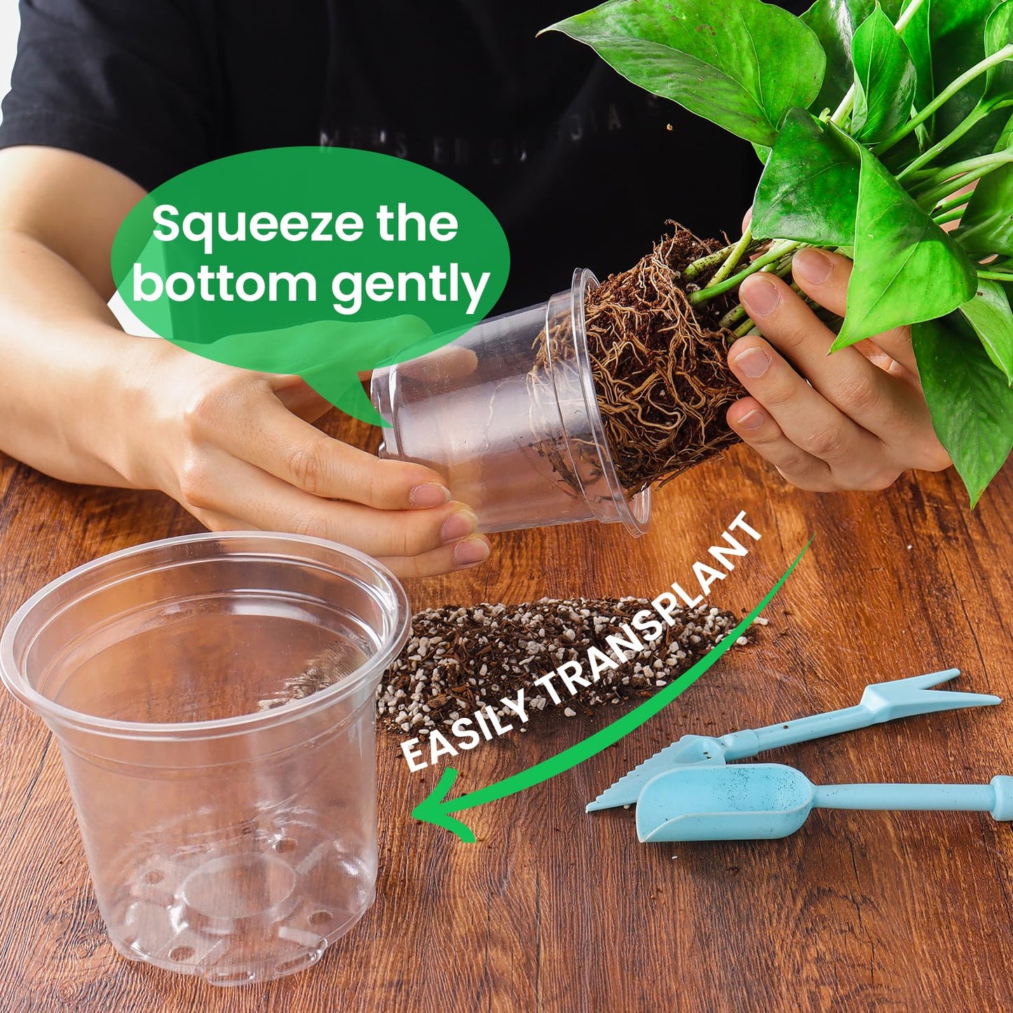 Bluepro 36 Packs 5/4/3.5 Inch Reinforced Clear Nursery Pots with Drainage Hole, Transparent Variety Pack Plastic Plant Pot Seedling Planter for Vegetable Propagation, Root Cutting, Seed Starting
