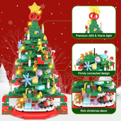 Alagoo Advent Calendar 2025 Christmas Tree Building Set with LED Light, 24 Days Christmas Countdown Calendar Christmas Tree Building Blocks, Xmas Gifts for Adults Teens Kids