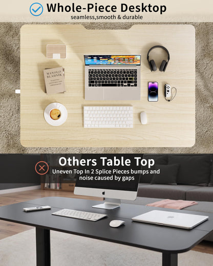Okin Small Electric Standing Desk, 36" x 24" Whole Piece Height Adjustable Desk, Oak Sit to Stand Computer Workstation for Home Office