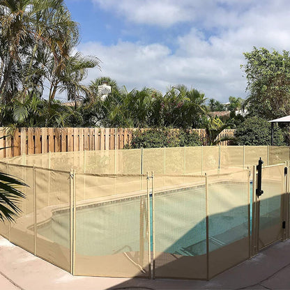 WaterWarden Large Pool Safety Fence for Inground Pool, 5’ x 24’ ft., UL Certified to ASTM F2288, 5 Foot Tall Removable Barrier, Hardware Included, 2 Sets of 5'x12', Beige