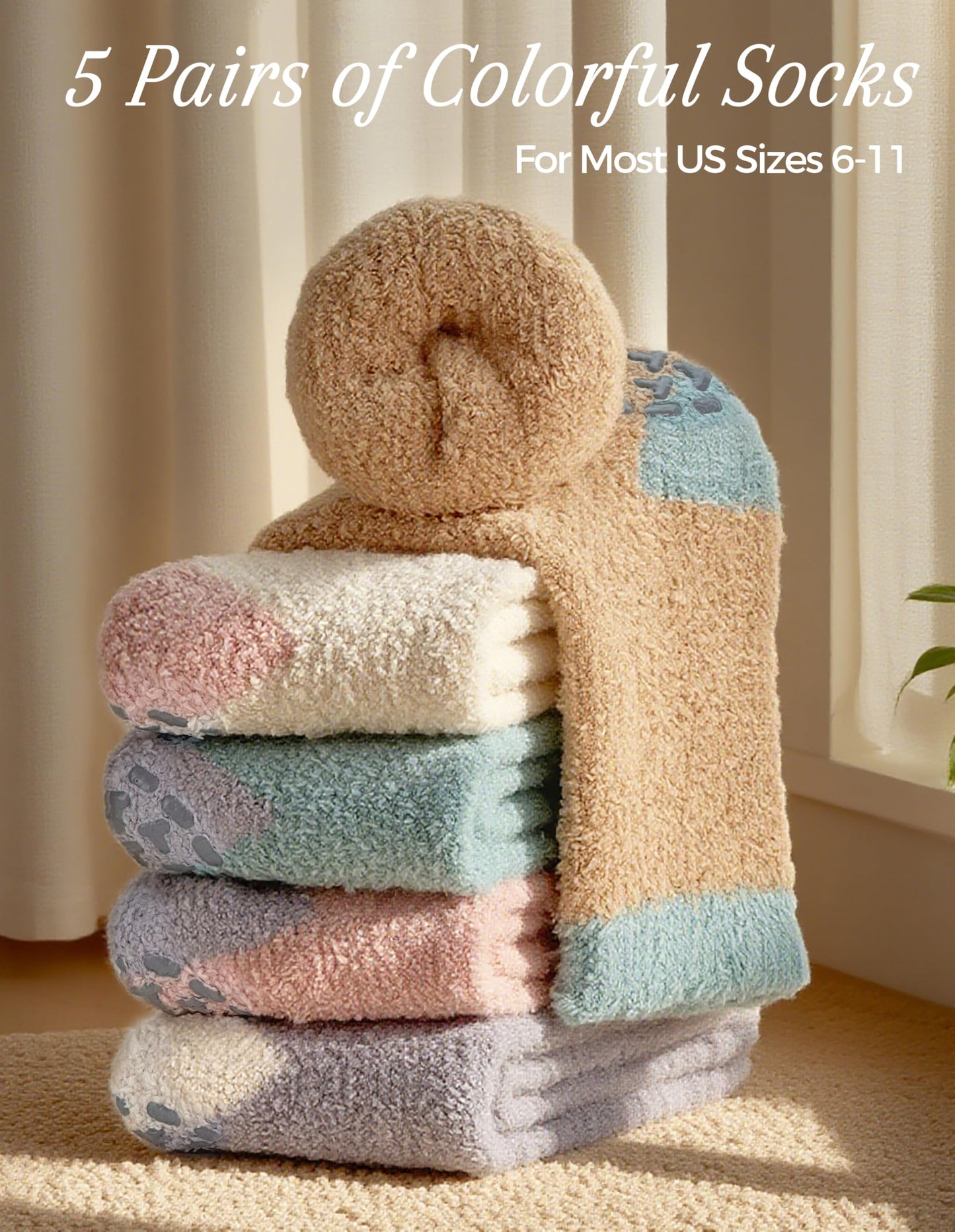 TEHOOK Warm & Cozy Valentines Gifts for Women, Fluffy Fuzzy Plush Sleeping Slipper Socks - Soft Warm Fabric