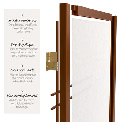 3 ft. Short Double Cross Shoji Screen - Walnut - 3 Panels