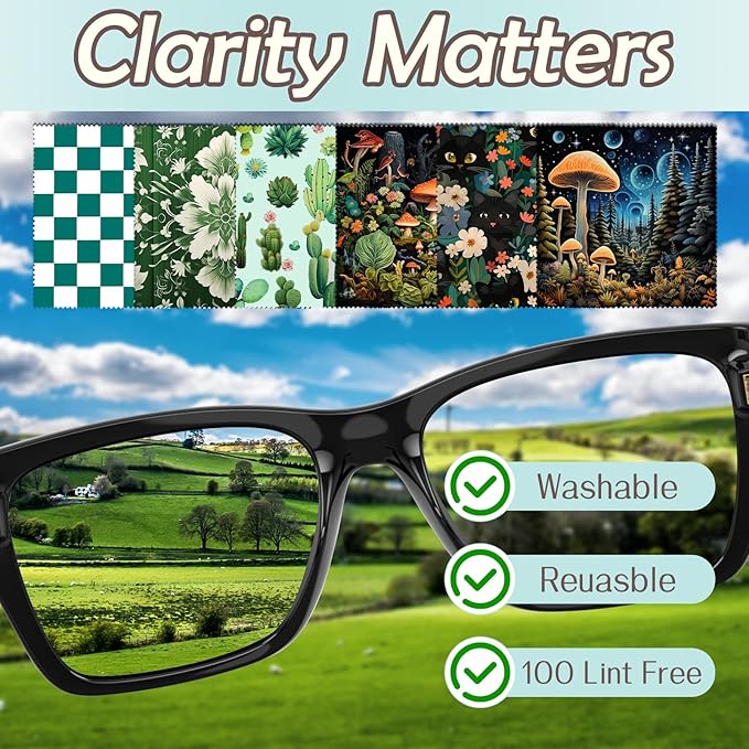 6 PCS Glasses Cleaning Cloth Eyeglass Lens Microfiber Cleaning Cloth Reusable