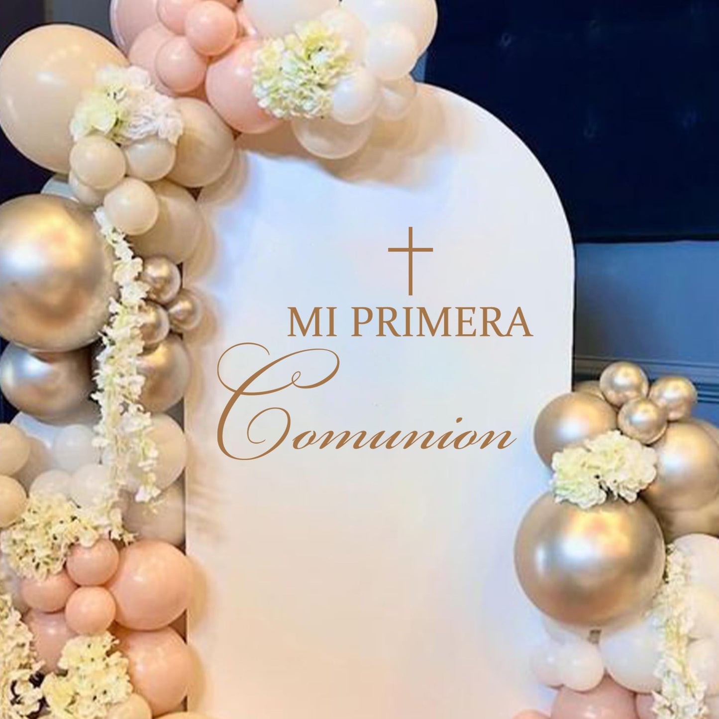 Caption God Bless Decal - Golden Baptism First Communion Party Decorations, God Bless Baptism Balloon Arch Decal for Boys Girls