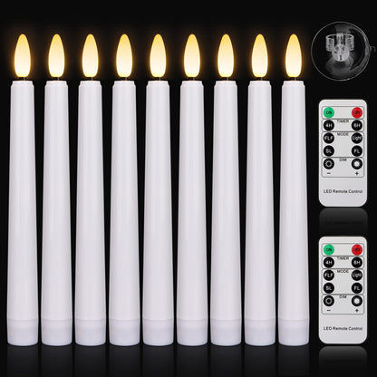 FREEPOWER Flameless Window Candles,Battery Opeated LED Taper Candle with Cycle Timer, Remote & Suction Cups,for Christmas Home Wedding Decor Pack of 9