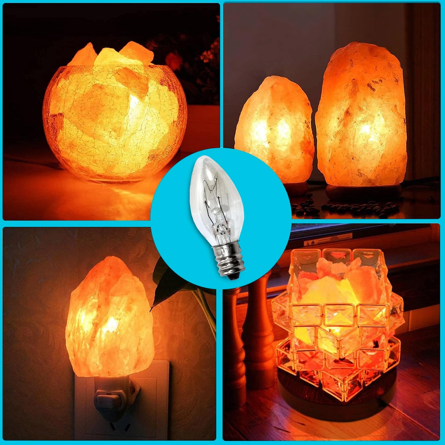 HQRP 2-Pack 15W 120V Light Bulbs for Natural Salt Lamps Compatible with LEVOIT HemingWeigh SMAGREHO Salt Lamp Natural Himilian Hymalain Pink Salt Rock Lamps