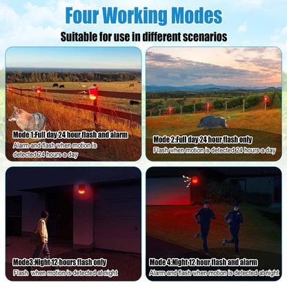 Qualirey Solar Sound and Light Alarm Motion Sensor 129db Outdoor Security Siren Waterproof Activated Detector Driveway Alarm 6 LEDs Flash Warning Deterrent Strobe System for Home, Farm(Red,16 Pack)