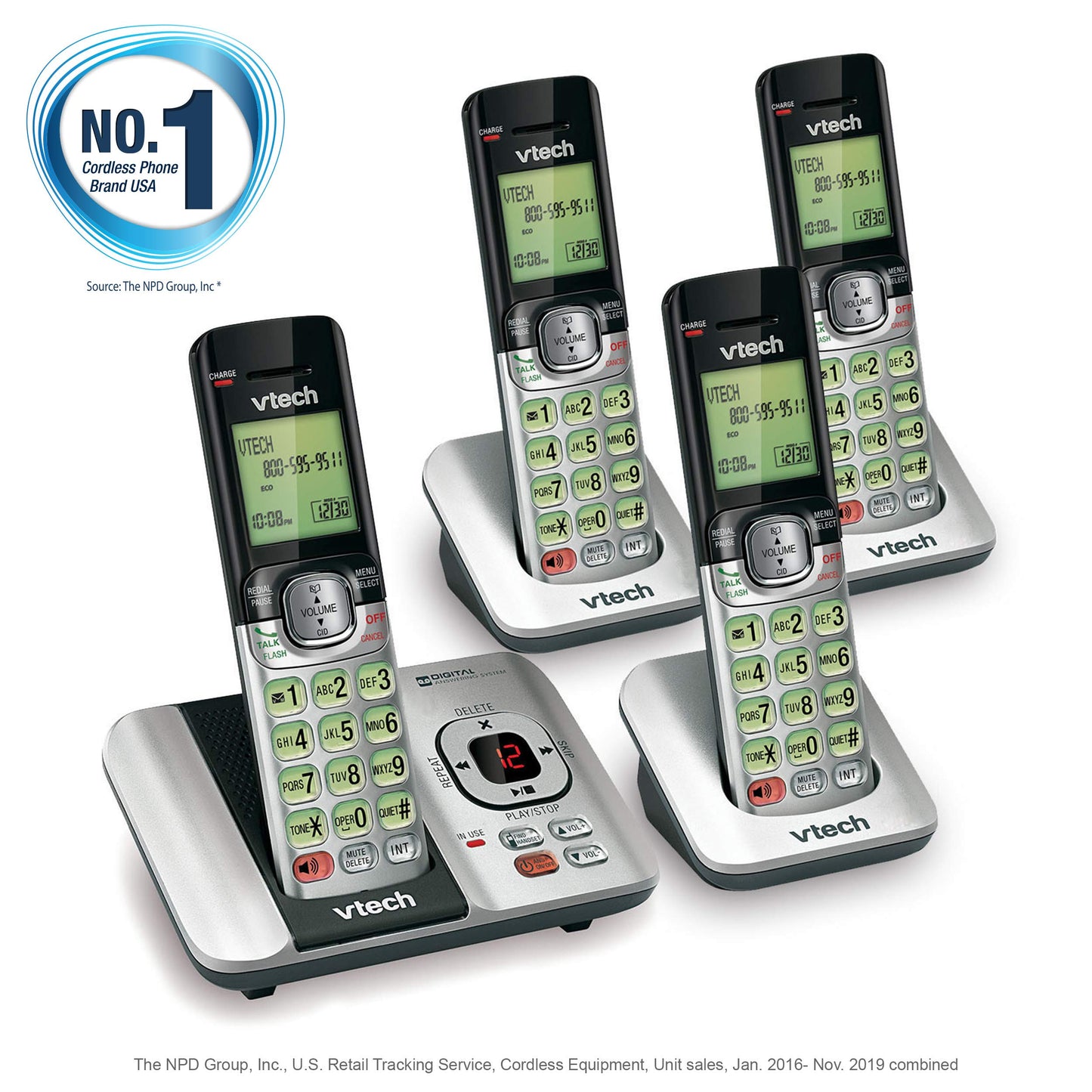 VTech CS6719-2 2-Handset Cordless Phone with Caller ID/Call Waiting, Handset Intercom & Backlit Display/Keypad, Silver