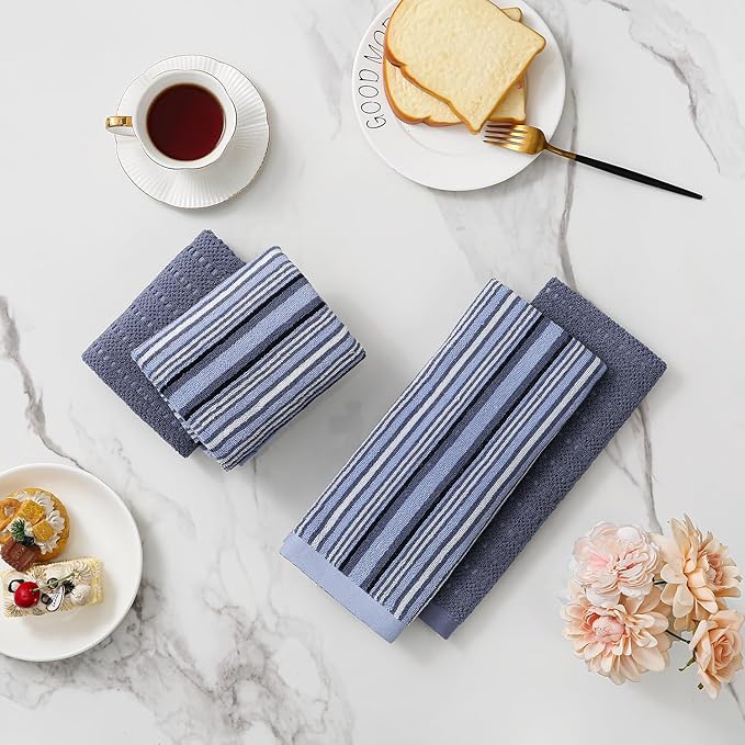 Kitchen Dish Towels for Drying Dishes, Large Cotton Kitchen Towels, Stripped