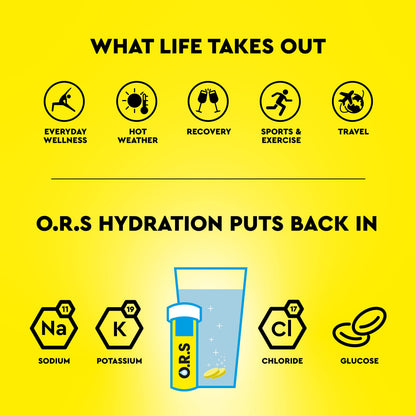 O.R.S Hydration Tablets with Electrolytes, Vegan, Gluten and Lactose Free Formula – Soluble Sports Hydration Tablets with Natural Lemon Flavour, 24 Tablets (Pack of 6 x 24)