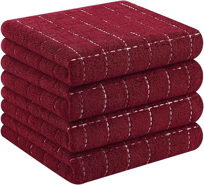 Homaxy 100% Cotton Terry Kitchen Towels, Checkered Designed, Soft and Super