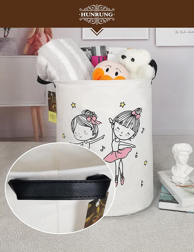 HUNRUNG Laundry Hamper, Large Canvas Fabric Lightweight Storage Basket Toy