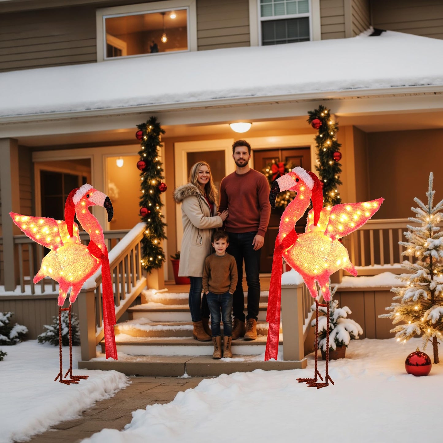 Christmas Flamingo Decorations Outdoor, Lighted Christmas Flamingo,Birthday Xmas Gifts for Women Mom,for Party Indoor, Outdoor, Yard, Garden,Holiday Season