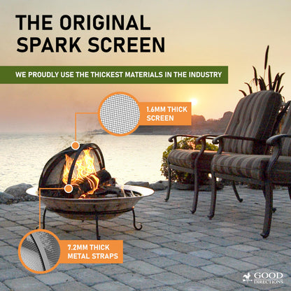 Good Directions 36" Fire Pit Spark Screen with Lifter Tool, Heavy Duty, Hinged for Easy Access