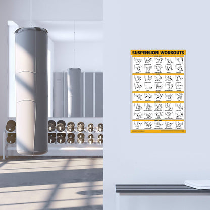Palace Learning 4 Pack - Suspension Workout Posters Volume 1, 2 & 3 + Bodyweight Exercise Chart - Set of 4 Posters (LAMINATED, 18" x 24")