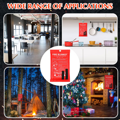 Macarrie 30 Pack Fire Blankets 39” x 39” Fire Blanket Emergency for Home and Kitchen Extinguisher Blankets Fiberglass Suppression Blanket Safety Fireproof Survival for Car Office Warehouse (Red)