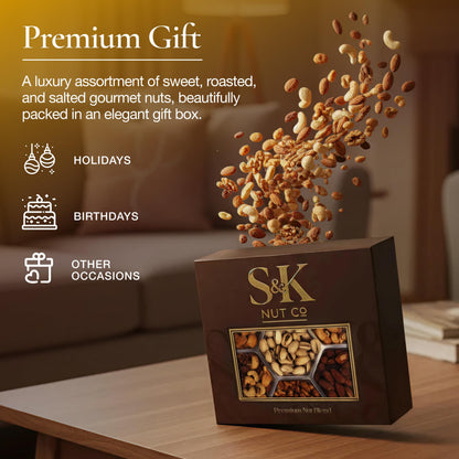 Mother’s Day Nuts Gift Tray, Gourmet Mixed Nuts Assortment With Sweet And Roasted Salted Varieties, Ready To Serve Snack Gift Box For Mom, Family And Thank You Occasions