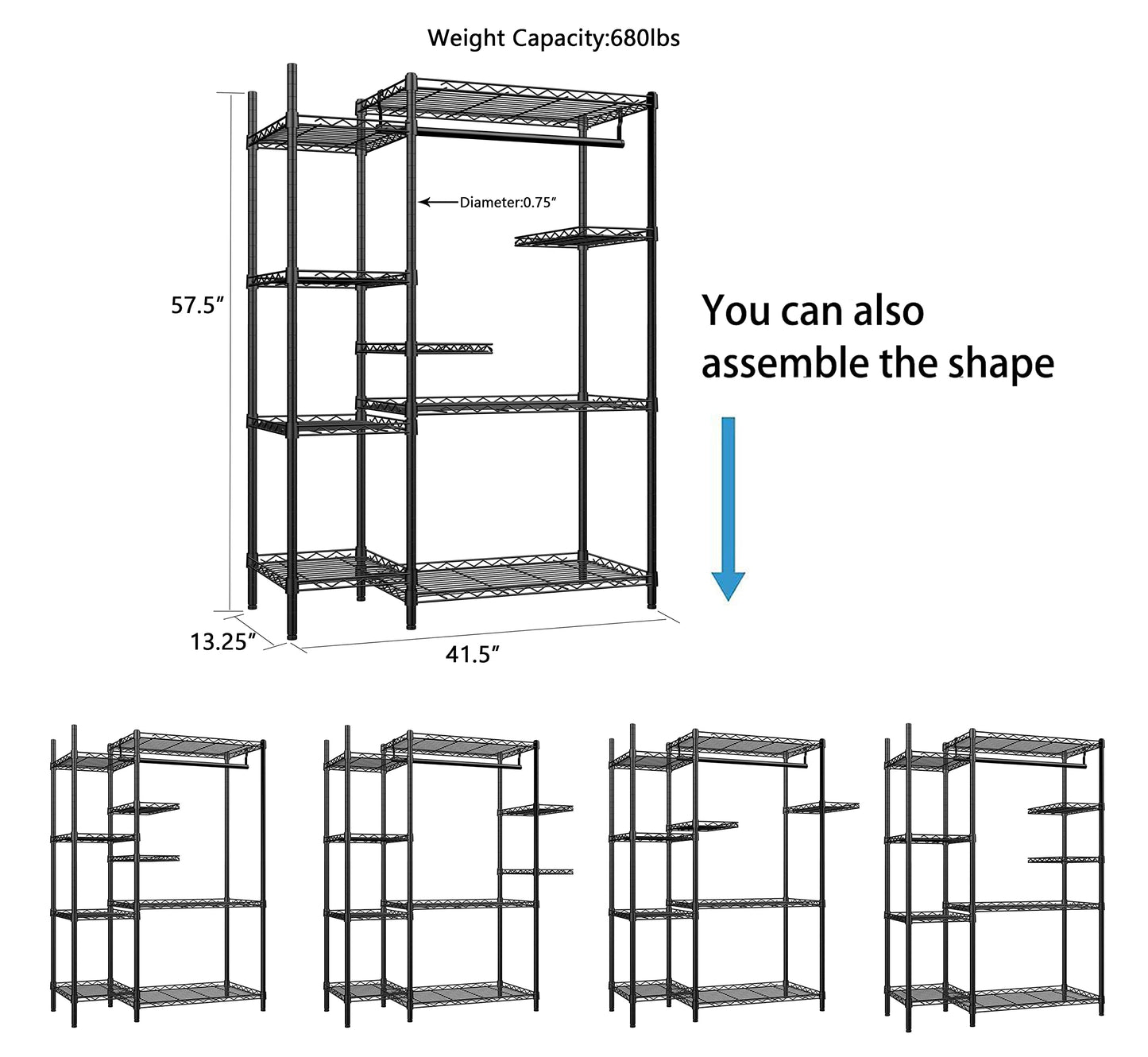 Xiofio Plant Stands for for Indoor Outdoor, Heavy Duty Metal Plant Stand,large Plant Shelf,Adjustable Plant Shelves With Hanging Rod for Living Room,Balcony,Garden,Black