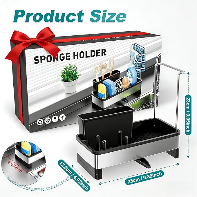 Ewaiira Stainless Steel Sink Caddy, Sponge Holder