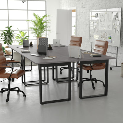 Flash Furniture Redmond Conference Table with U-Frame Base, Commercial Water and Scratch Resistant Laminate Finish, PVC Edge, Heavy Duty Steel Frame, 60x30, Gray Oak