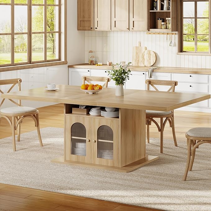 HSH Dining Table for 4–6, 63 Inch Wood Farmhouse Kitchen Table