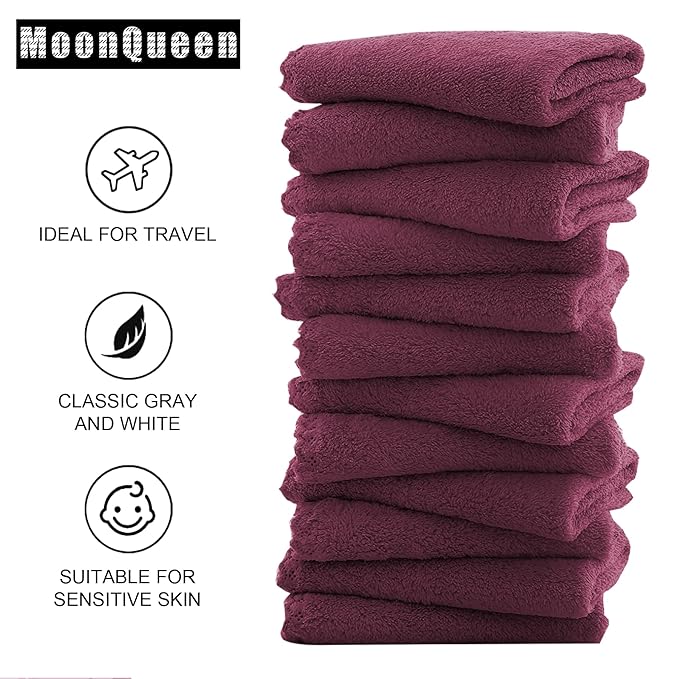 MOONQUEEN Microfiber Facial Cloths Fast Drying Washcloth 12 Pack