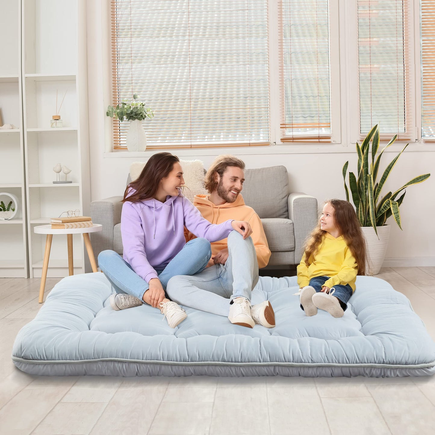 MIRUO Sleeping Mat on Floor for Adults, Kids Futon Mattress SleepMattress Pads Sleeping Mat Floor Mattress for Adults Japanese Mattress Car Camping Mattress Full Size (A-GE11012-M-USAM021)