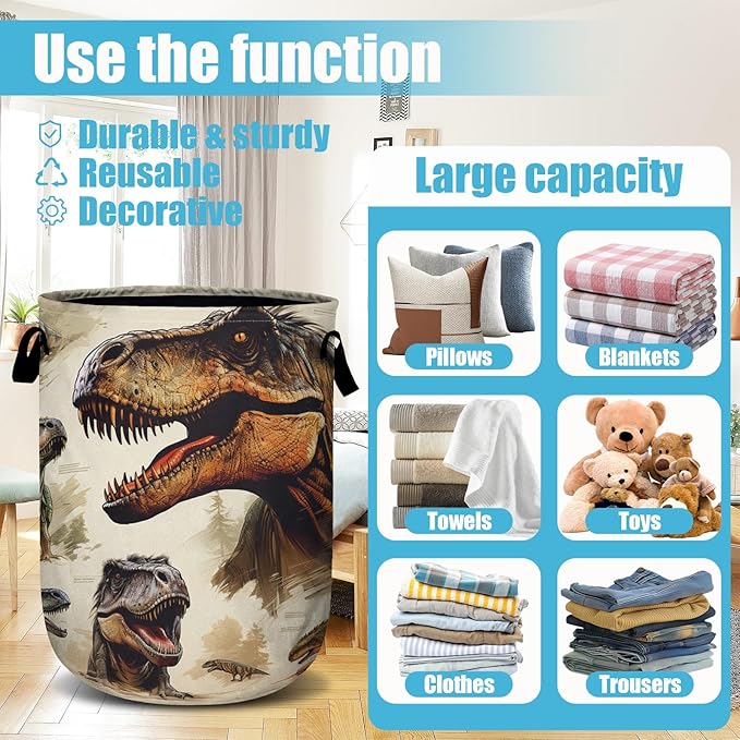 Dinosaur Laundry Basket, Laundry Hamper Collapsible Oxford Cloth