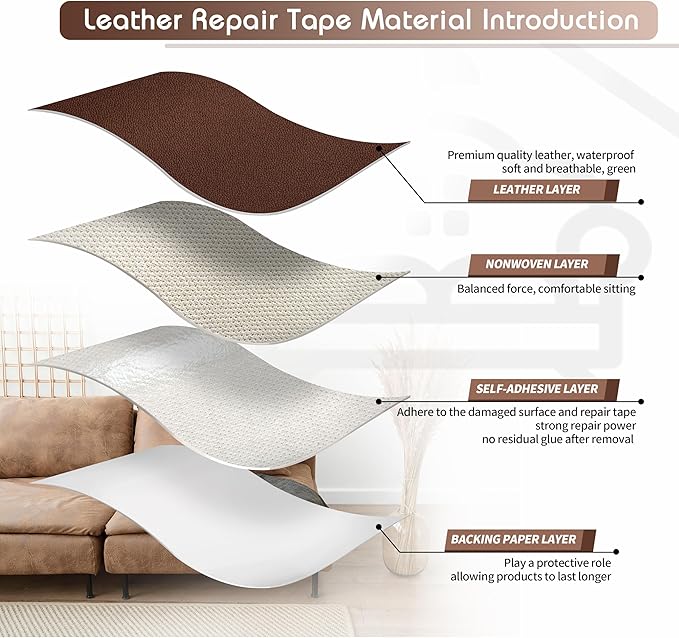 KING MOUNTAIN Leather Repair Patch, 12 x 60 Inches Self-Adhesive Repair Tape