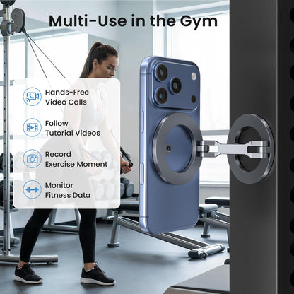 Itramax Magnetic Gym Phone Holder for Magsafe,Double Dual Ring Magnet Gym Phone Stand,360° Adjustable Cell-Phone Mount for iPhone 17 Air 16 15 14 13 12 Pro Max,Mag/Safe Case,Metal Surfaces,Golf Cart