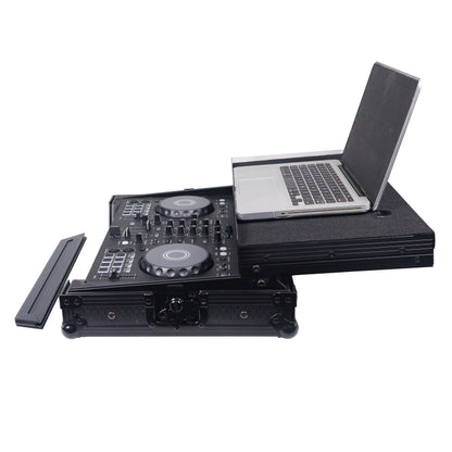 ProX X-DDJFLX4LTBL ATA DJ Controller Flight Case with Laptop Shelf, Fits DDJ-FLX4 DDJ-SB3 DDJ-400, Black Honeycomb Finish, Heavy Duty Road Case with Cable Space