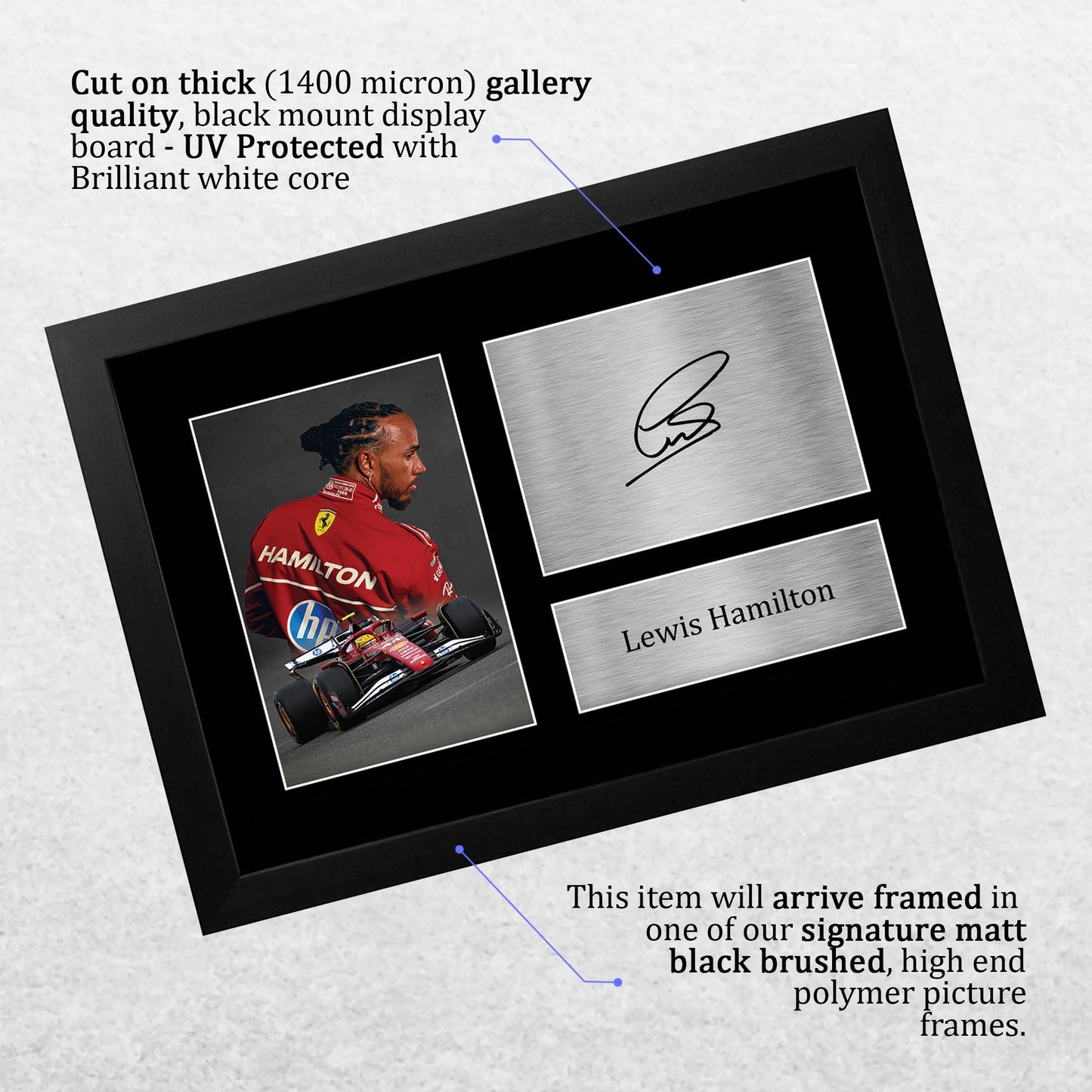 HWC Trading Lewis Hamilton Ferrari Gifts Printed Signed Autograph Picture for F1 Formula 1 Racing Fans - A4 Framed