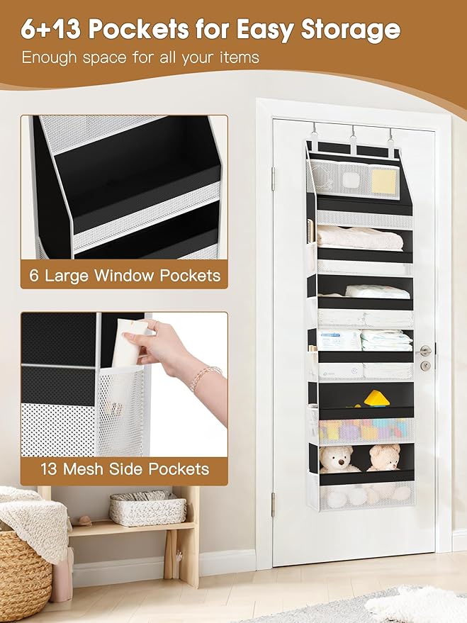 Criusia Over the Door Organizer, Heavy-Duty 6-Shelf Hanging Storage