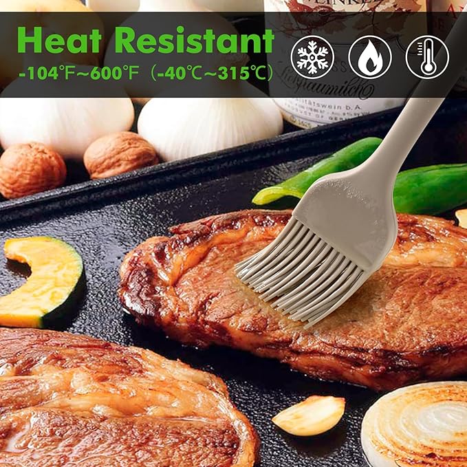 HOTEC Basting Brushes Silicone Heat Resistant Pastry Brushes Spread Oil Butter