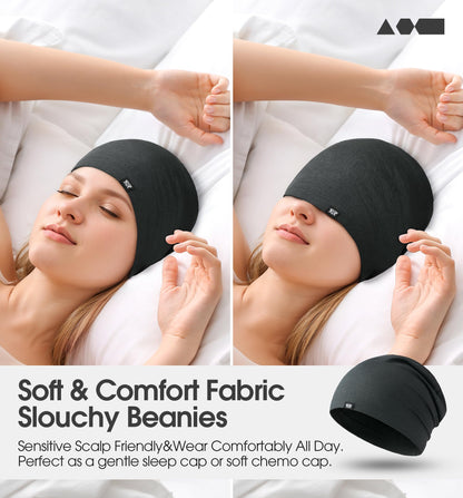 SUNMECI Skull Cap for Men Women - Soft Stretchy Chemo Hair Loss, Day & Night Sleep Hat, for Summer & Winter Running Cycling Dark Heather Gray
