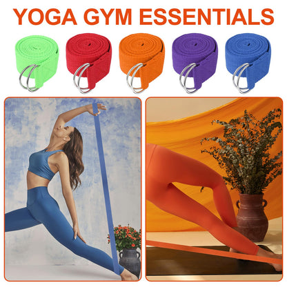 10 Pcs Yoga Strap for Stretching Bulk 6ft Exercise Stretch Band with Metal D Ring Adjustable Pilates Non Elastic Yoga Stretch Belt for Women Men Physical Fitness Gym Workout Dance