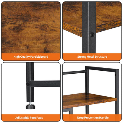 Snughome Desk Shelf, 38.6" Desktop Organizer Shelf, Desk Hutch for Computer Monitor, 4 Tier Desktop Display Rack, Wood Desktop Bookshelf Storage Rack for Home Office Dorm, Rustic Brown