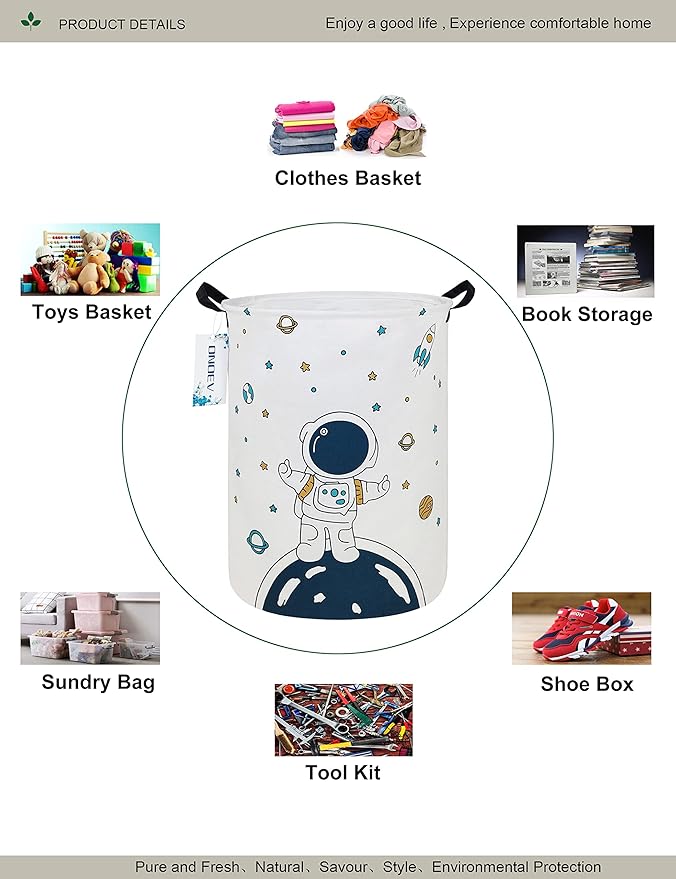 Round Fabric Storage Bin, Decorative Basket, Organizer Basket
