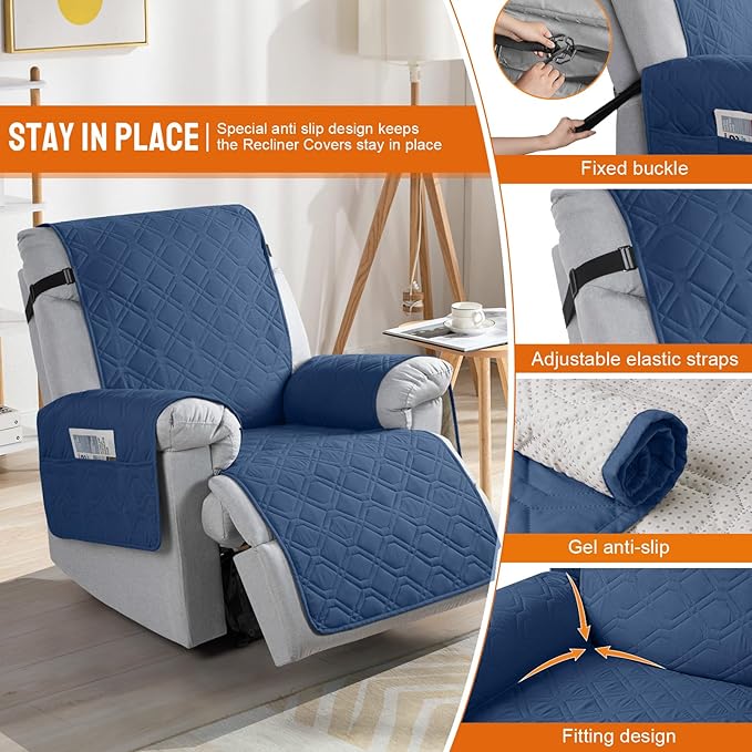 VANSOFY 100% Waterproof Recliner Chair Covers, Recliner Cover Non-Slip Dog
