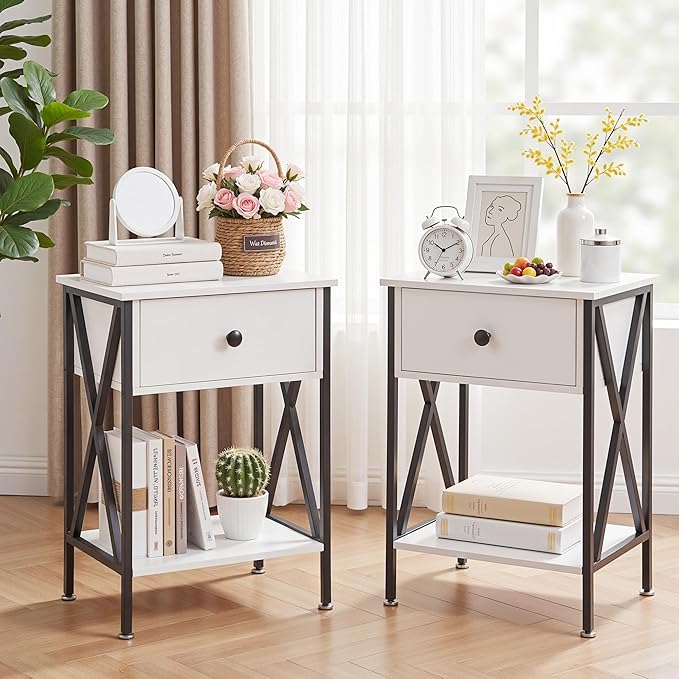 VECELO Nightstands Set of 2, Modern Bedside End Tables, Night Stands