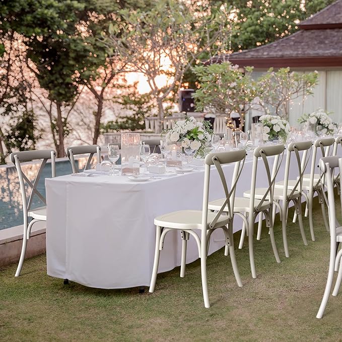 VINGLI Plastic Outdoor Dining Chairs Set of 4, Stackable Patio Cream White Dining Chairs with X Back, Waterproof Kitchen & Dining Room Chairs for Indoor-Outdoor, Capacity 400 lbs