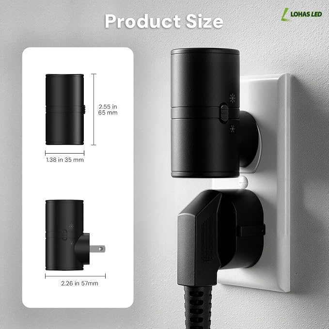 L LOHAS LED Night Light, Night Lights Plug into Wall, Light Sensor, 2 Level Brightness, Soft White 3000K, Mini Rotating Nightlight Plug in Wall for Adult Kids Hallway Bedroom Bathroom Stairway, 2 Pack